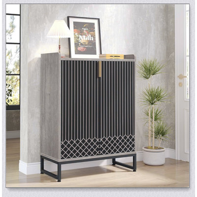 Meuble à chaussures gris et noir de 75 cm (29,52 po) avec portes et 5 niveaux pour un rangement et une organisation efficaces dans l'entrée