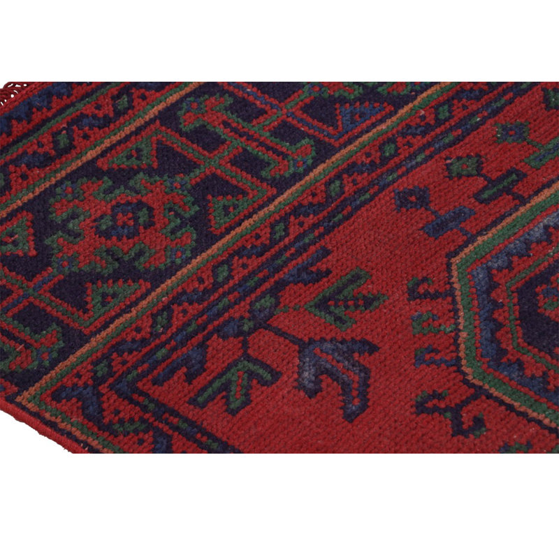One-of-a-Kind 2'11" X 11'5" 1950s Runner Wool Area Rug in Red