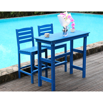 Tabourets de bar bleu marine pour le jardin et l'extérieur, sièges pour 2 personnes, conception américaine, imperméable, conception d'entretien, bleu, intempéries, séchage rapide