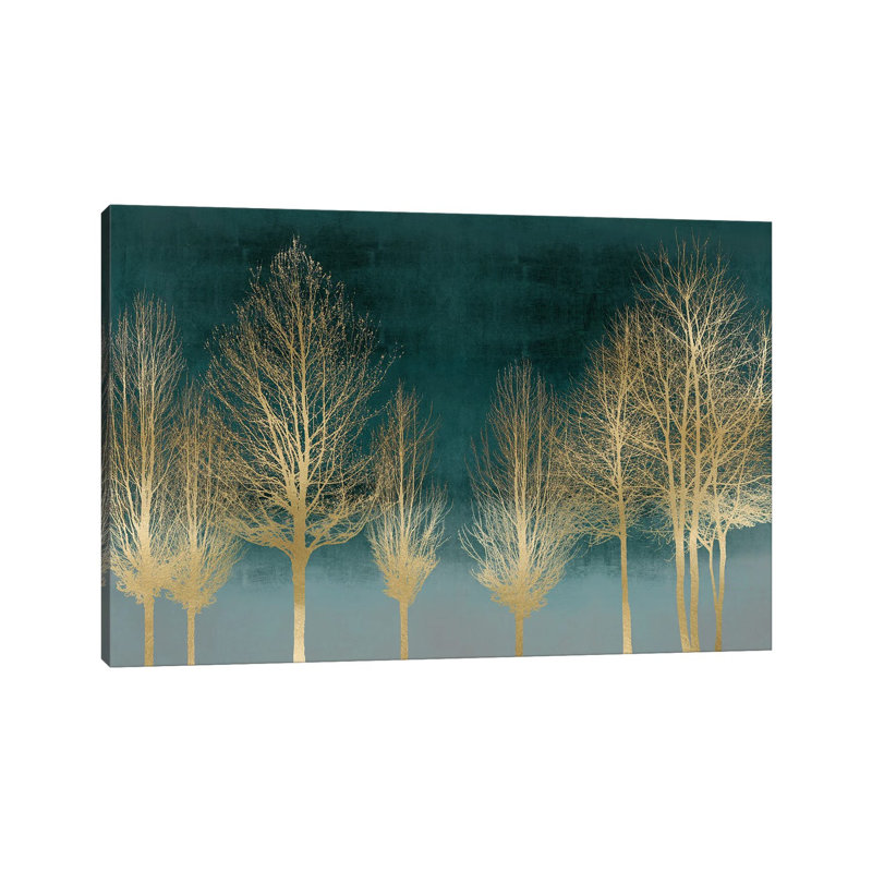Or doré sur toile bleu sarcelle - Estampe numérique sur toile tendue avec châssis