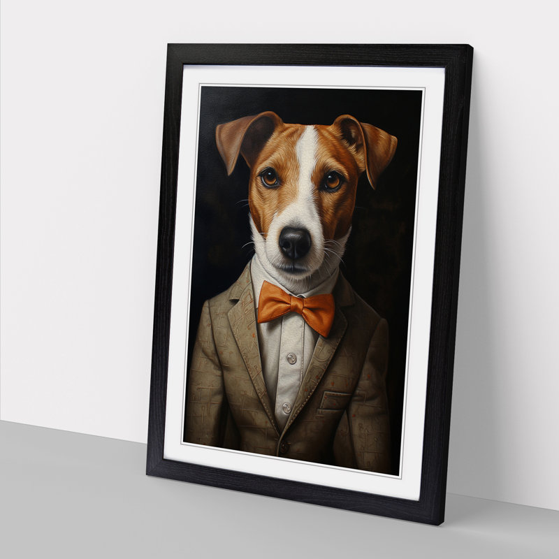 Jack Russell In A Suit Painting No.3 - Framed Print, Black Framed, 34cm H x 25cm W x 2cm D