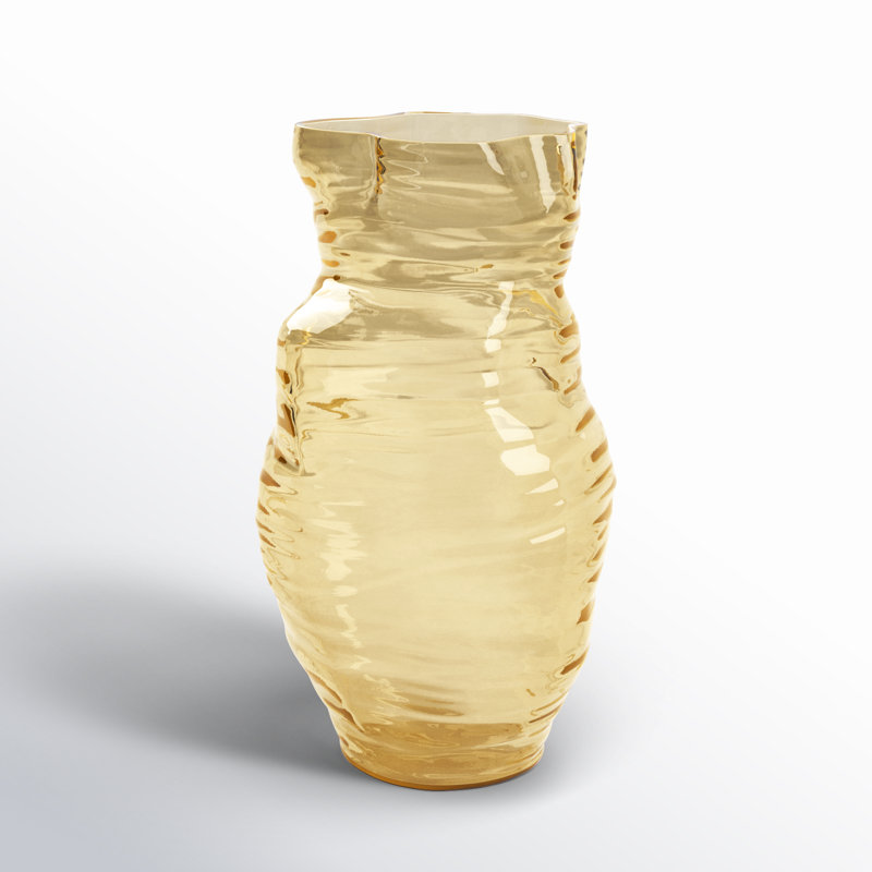 Isabela Handmade Glass Table Vase, Yellow, 14" H x 8" W x 8" D
