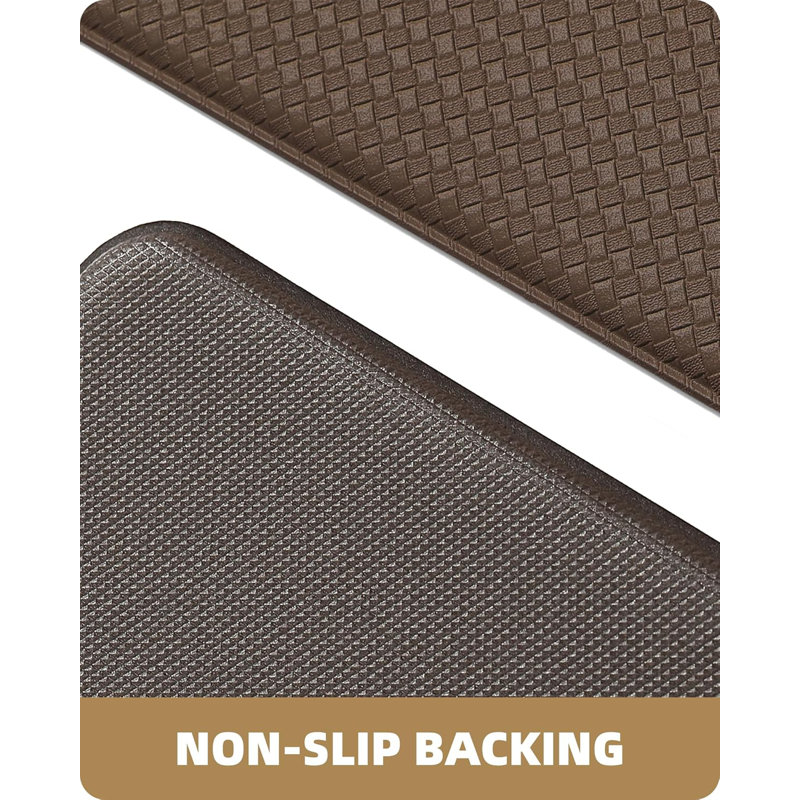 Vyolette Memory Foam Ant-Fatigue Non-Skid Kitchen Mat, Brown, Runner 17"x29.5" + 17"x59"
