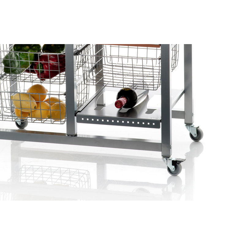Gjender 71cm W Steel Kitchen Island and with Locking Wheels
