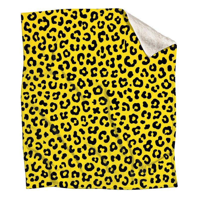 Couvertures à motif léopard, 60in W x 80in H, Noir / jaune