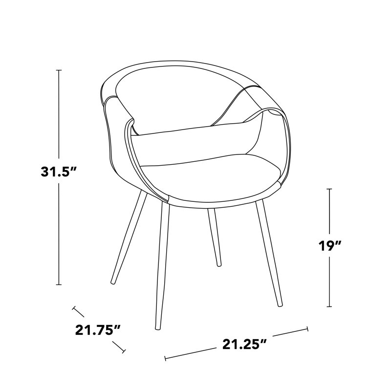 Chaises rembourrées Clarissa avec pieds fuselés en métal, Noir, noir, noir, noir, Tissu gris