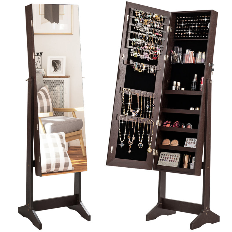 Armoire à bijoux avec miroir, Brun