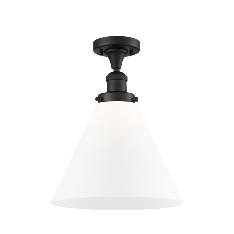 Plafonnier semi-encastré 1 lumière 12 po Chris, Boîtier blanc mat, Ampoule DEL 6 watts Vinage, Noir mat
