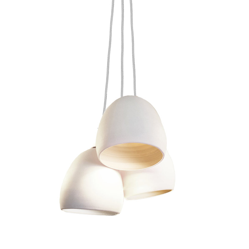 Luminaire suspendu grappe 3 lumières Clay, DEL, H 28 po, Blanc
