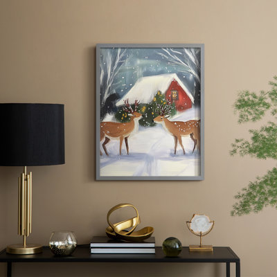 «Christmas Holiday Art CDLxxi», reproduction d'art encadrée - bois massif