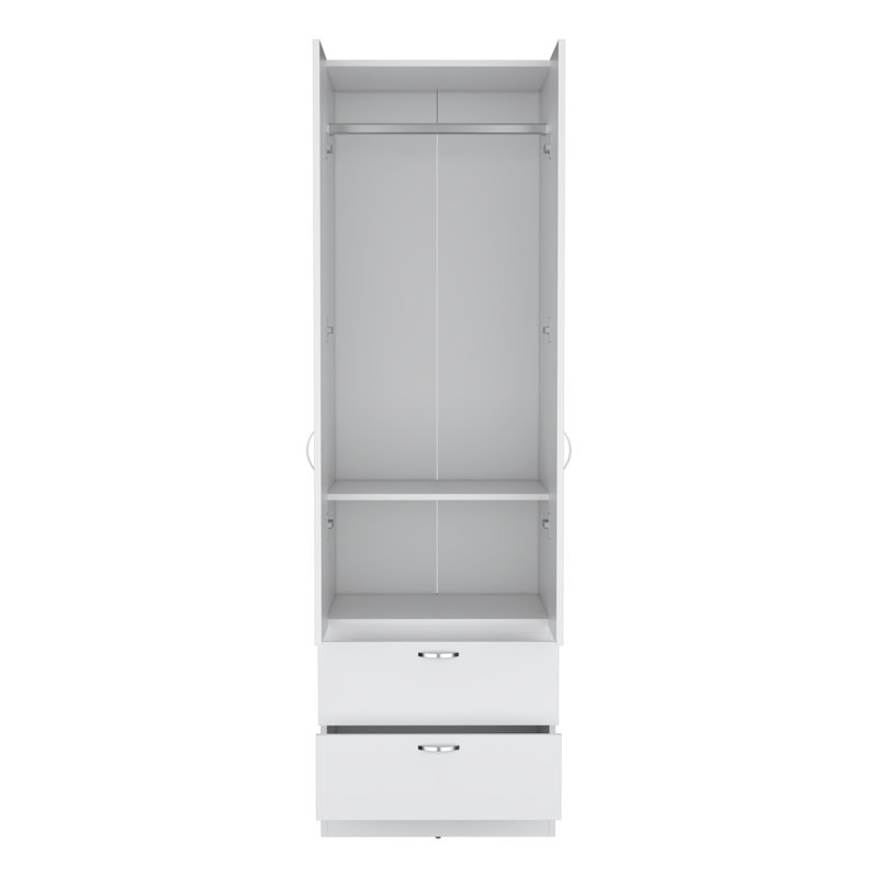 Armoire-penderie haute de 76 pouces avec armoire à double porte Vico, 2 tiroirs Vico, Blanc