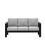 Ensemble de mobilier de patio moderne en métal 5 pièces toutes saisons, canapé de conversation 7 places avec coussins gris clair épais et structure noire et table basse-784737496