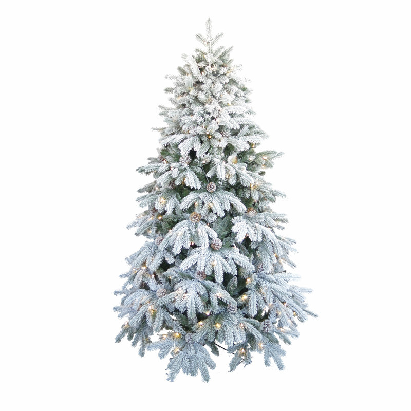 6' Snow Flocked Pine Christmas Tree with Warm White LED Lights
