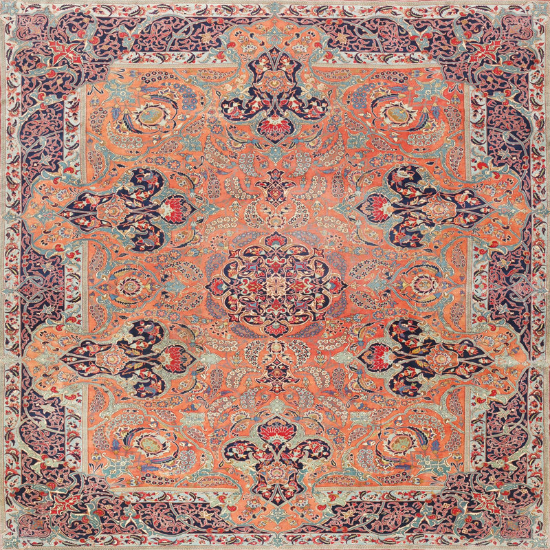 Bordovice Oriental Indoor Rug, Square 3'