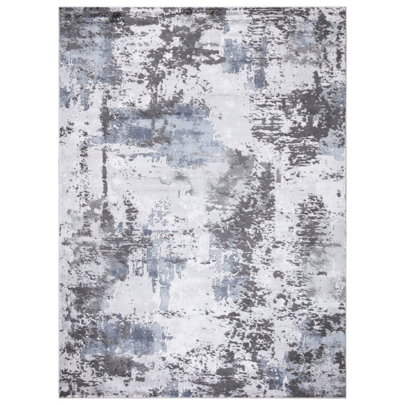 Tapis gris pacifique à motif abstrait Pacific, Rectangle 7 pi 10 po x 10 pi 6 po