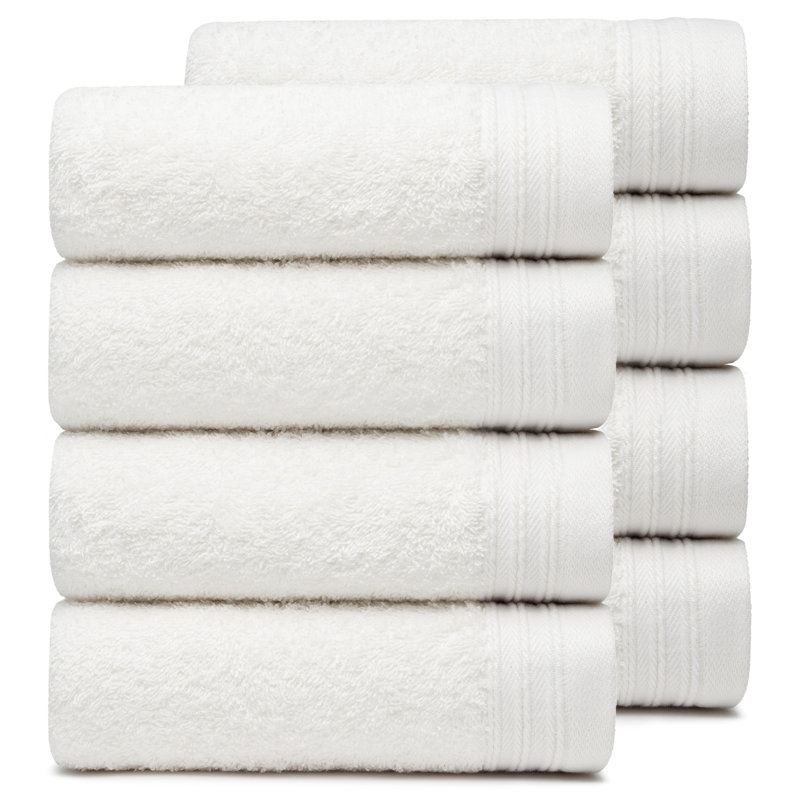 Ensemble de 8 serviettes 100% coton Raquel, Blanc