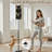 PeeNoke 68.5" Standing Floor Lamp Seamless Black Cats Beige Roses Foliage Black Dimmable Metal Pole Lamp with Linen Lampshade LED Bulb Included