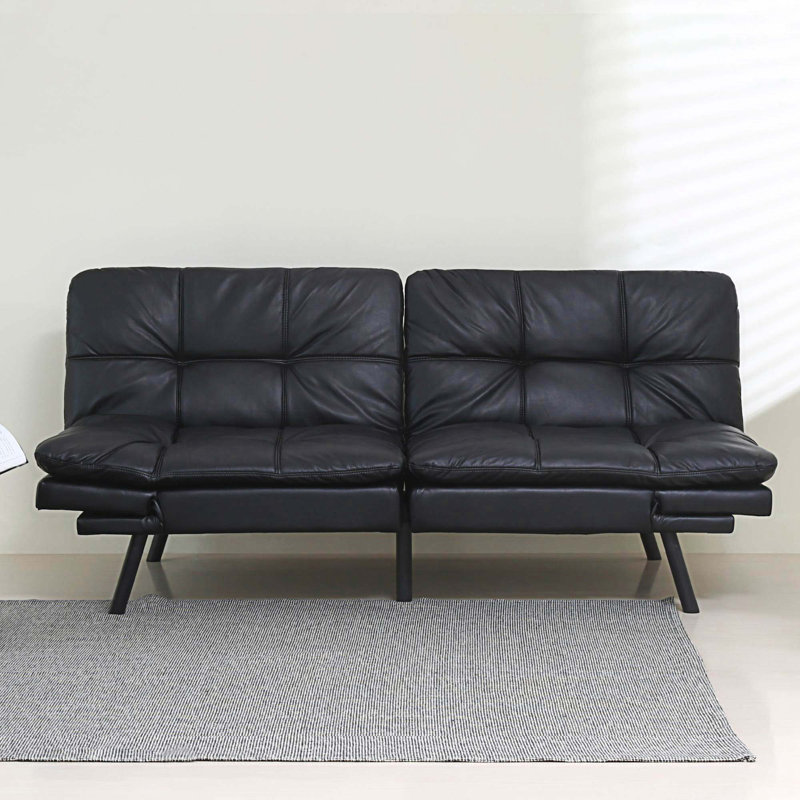 Kaiyla Upholstered 71'' Sleeper Sofa, Black Faux Leather