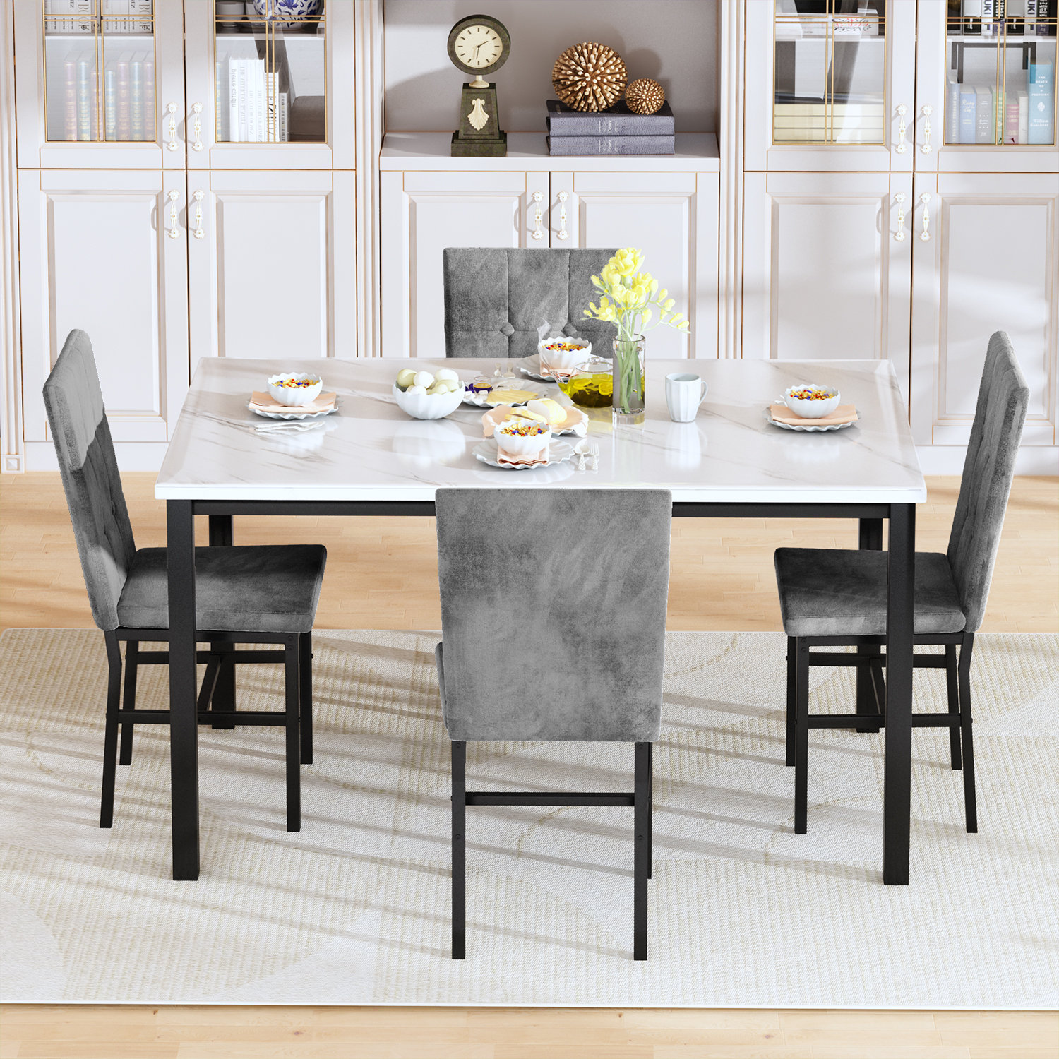 Ebern Designs Modern Kitchen 5 Piece Dining Table Set For 4, Dining ...