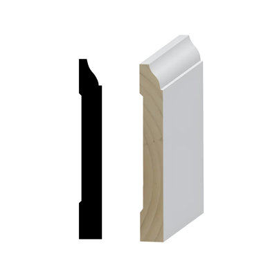4.25 H x 96 W x 0.56 D Primed Finger-Joined Pine Wood Baseboard Molding 1-Piece 8 ft. Total