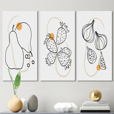 Organic Hipster Fruits III - ensemble de 3 impressions sur toile tendue