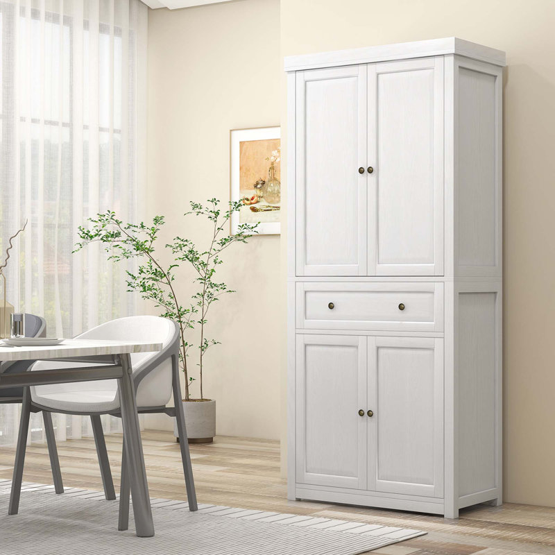 Armoire de rangement de 72,5 po de hauteur, garde-manger autoportant avec 4 portes et tablettes réglables pour la salle à manger