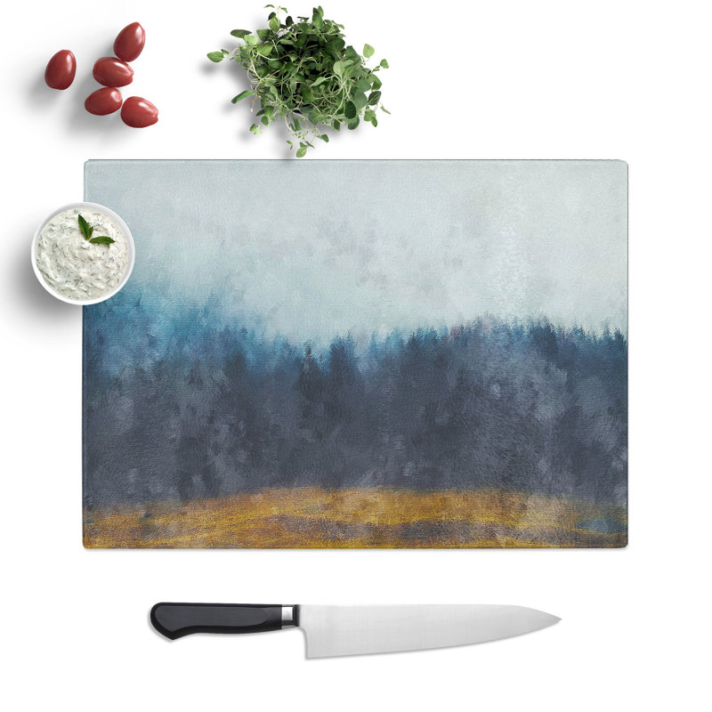 Tempered Glass Forest Fog Chopping Board, 28.5 cm x 39 cm