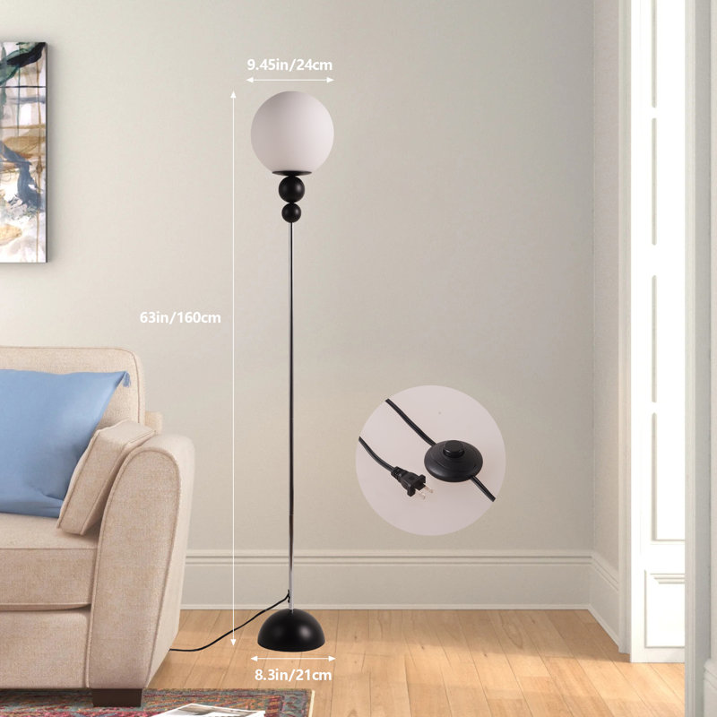 Lampe sur pied en verre noir 63 po Modern