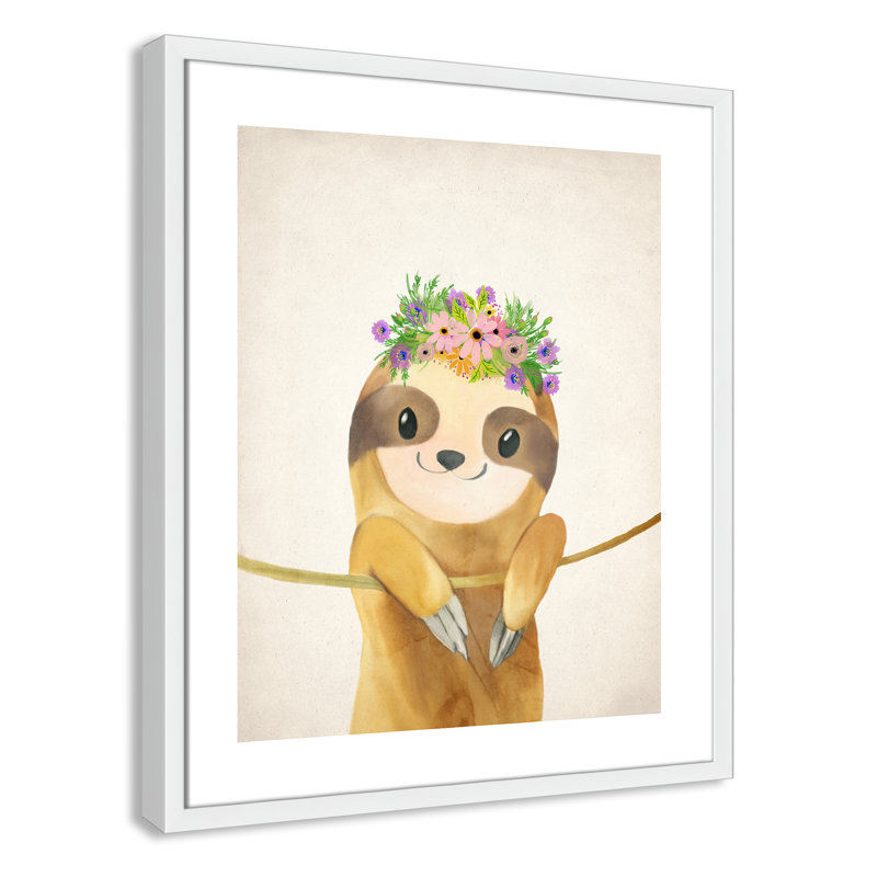 Sloth floral 1, H 25,5 po x l 21,5 po x P 1,19 po, Encadré de boîte blanc