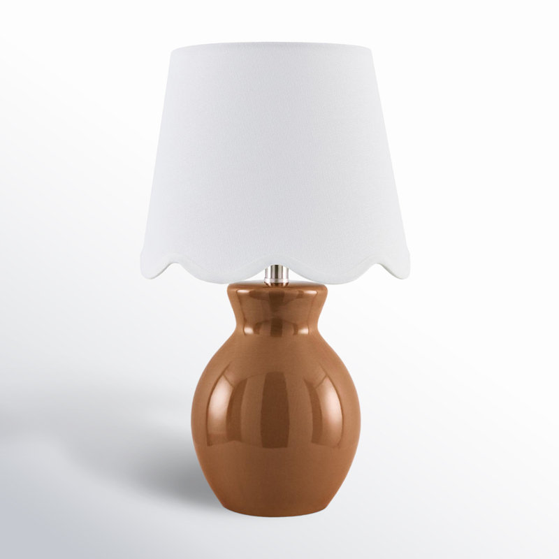 Lampe Momsen, H 15 po x l 8 po x P 8 po, Brun, Sergé blanc