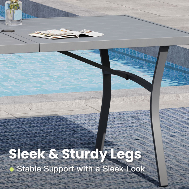 Rectangular Outdoor Patio Dining Table, Gray