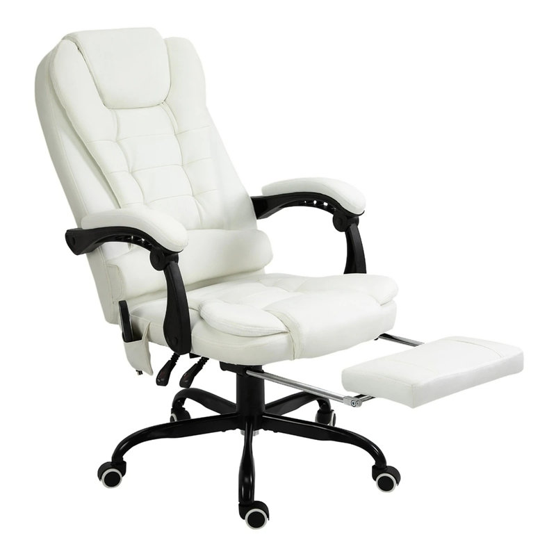 7-Point Vibrating Massage Office Chair, High Back Computer Chair with Lumbar Support, Footrest, Reclining Back, Adjustable Height