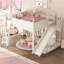 Lit mezzanine avec tablettes de rangement et garde-robe, lits mezzanine en bois massif avec glissière amovible et échelles-131128817-131128820