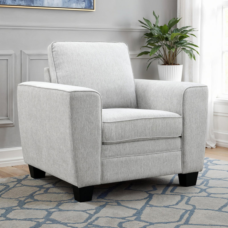 Chaise de style transitionnel avec accoudoirs pour le salon, Gris clair
