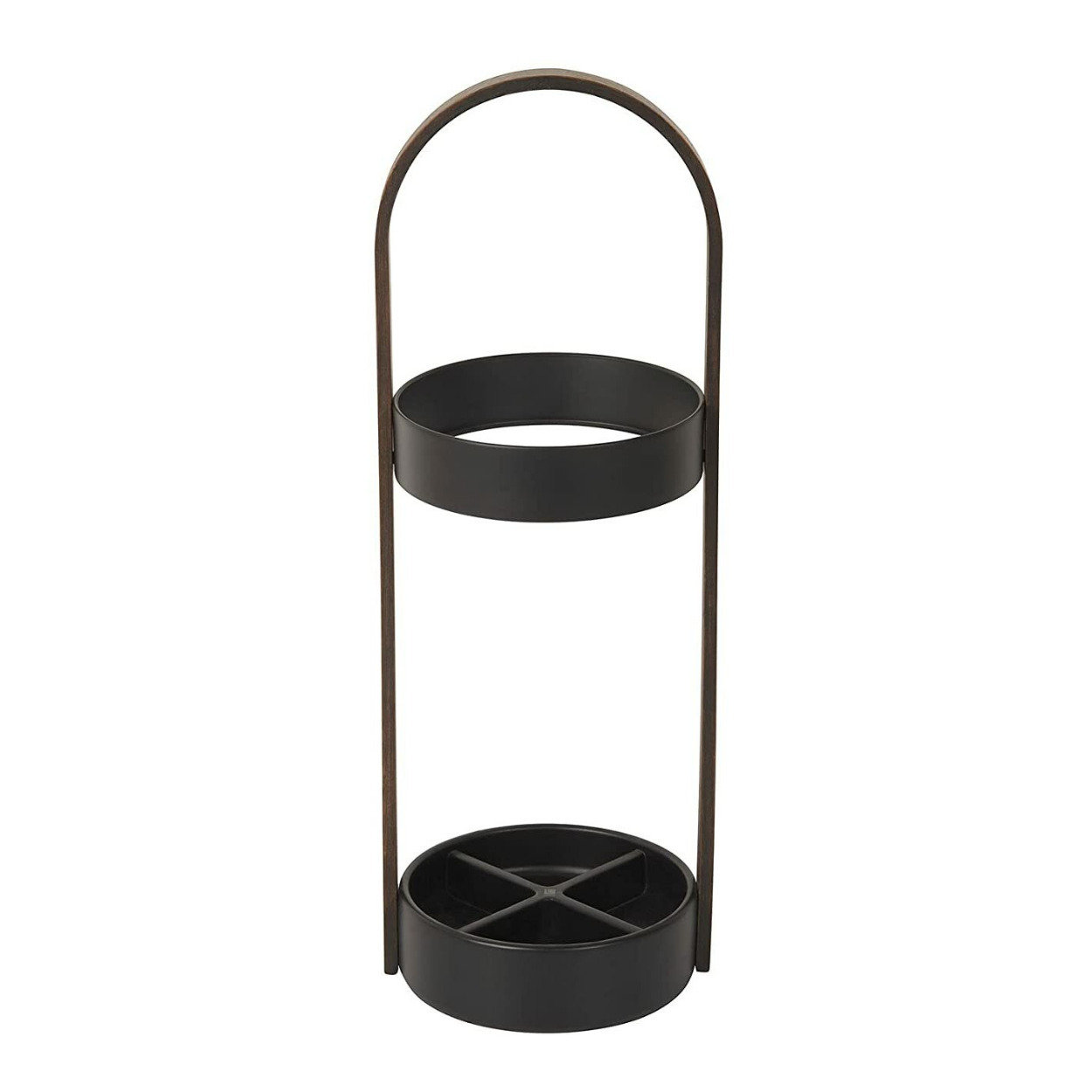 Akyah Freestanding Umbrella Stand, Black/Walnut