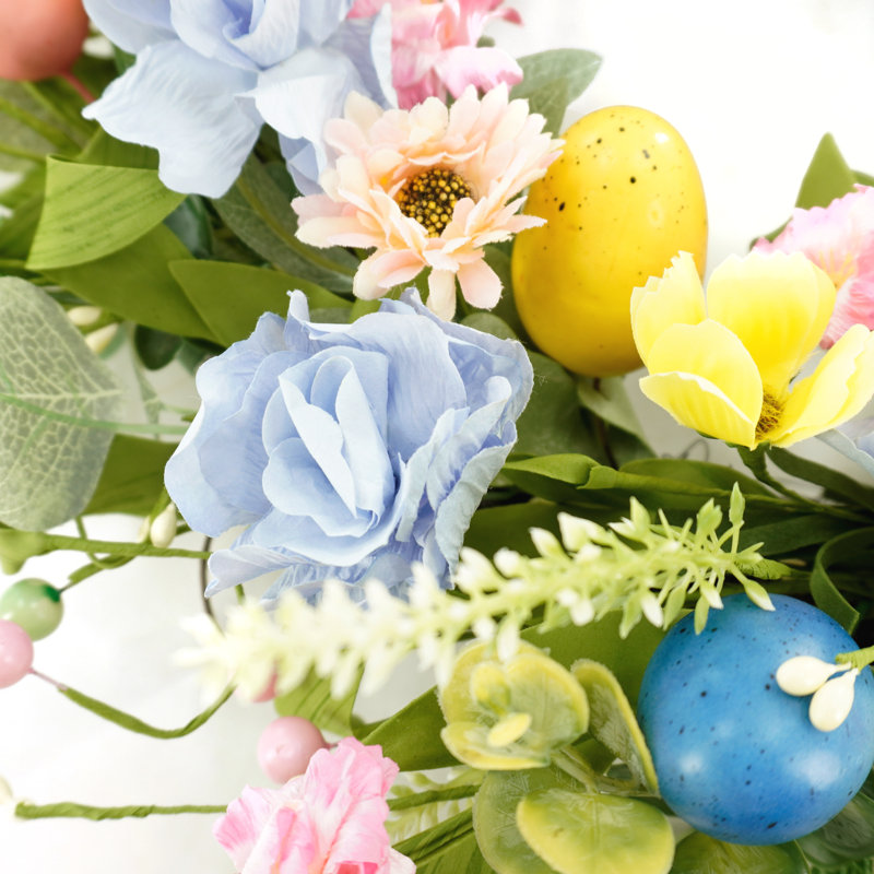 Couronne de fleurs colorées 22 po et couronne printanière