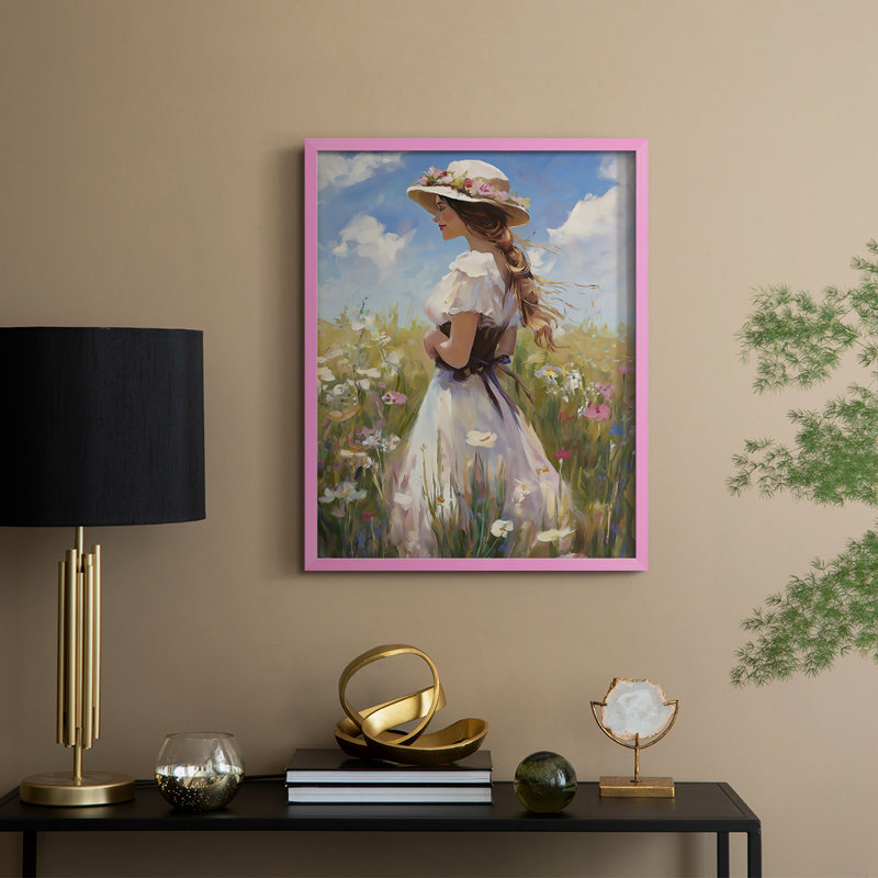 WOMEN Series CCXCI Framed Print - Solid Wood, Pink, 15" H x 12" W