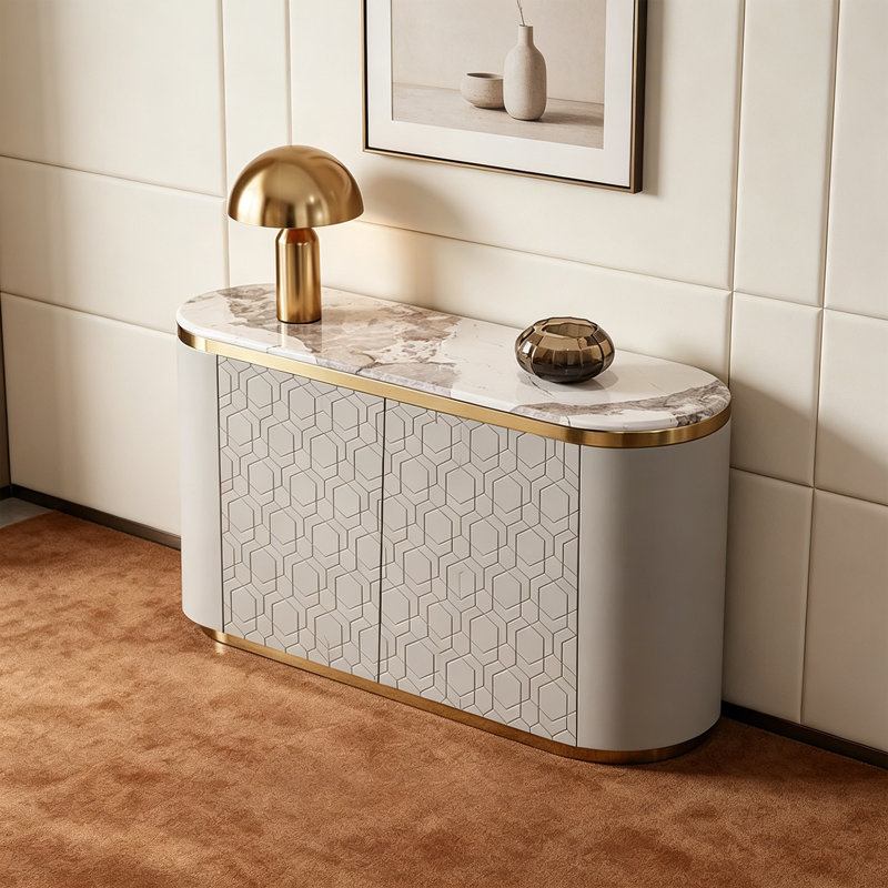 Buffet elliptique moderne de style italien, Gris clair