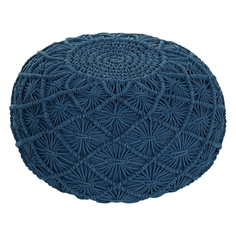 Gerasim 50cm Wide Round Pouffe Ottoman, Navy Blue