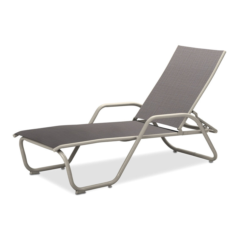 Outdoor Rust-Resistant Metal Chaise Lounge, Textured Warm Gray, Sand Dollar