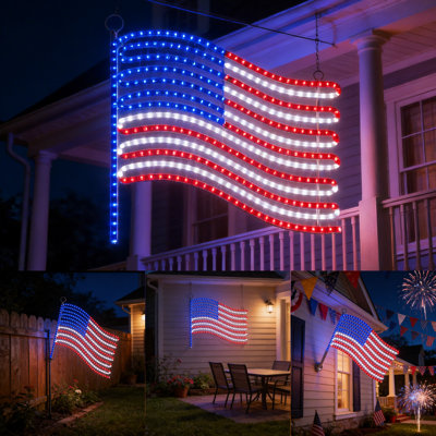 Silhouette de Beatihome 24 po x 21 po, drapeau américain, lumières à silhouette, grandes lumières décoratives pour le jour du Souvenir / le jour du président / le jour du drapeau des États-Unis, le 4 juillet