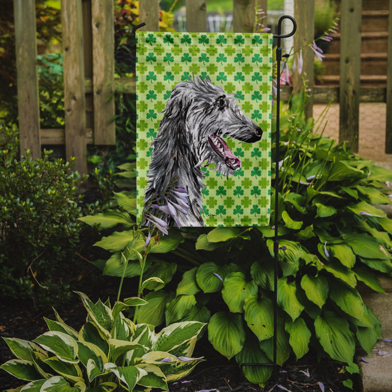 Drapeau de jardin à 2 côtés st. patrick day trèfle, Deerhound écossais 2