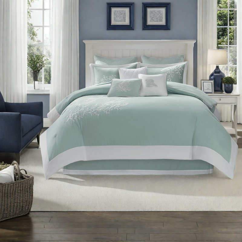 Ensembles de literie surdimensionnés en coton, style côtier jacquard turquoise pour la maison
