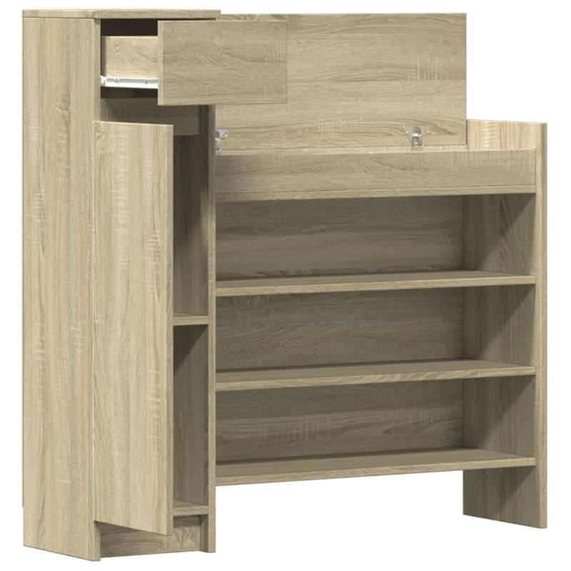 Shoe Cabinet With Shelf 80 X 35.5 X 180 Cm Engineered Wood, Sonoma Oak