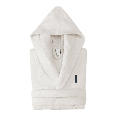 Peignoir monogrammé à capuche en coton turc