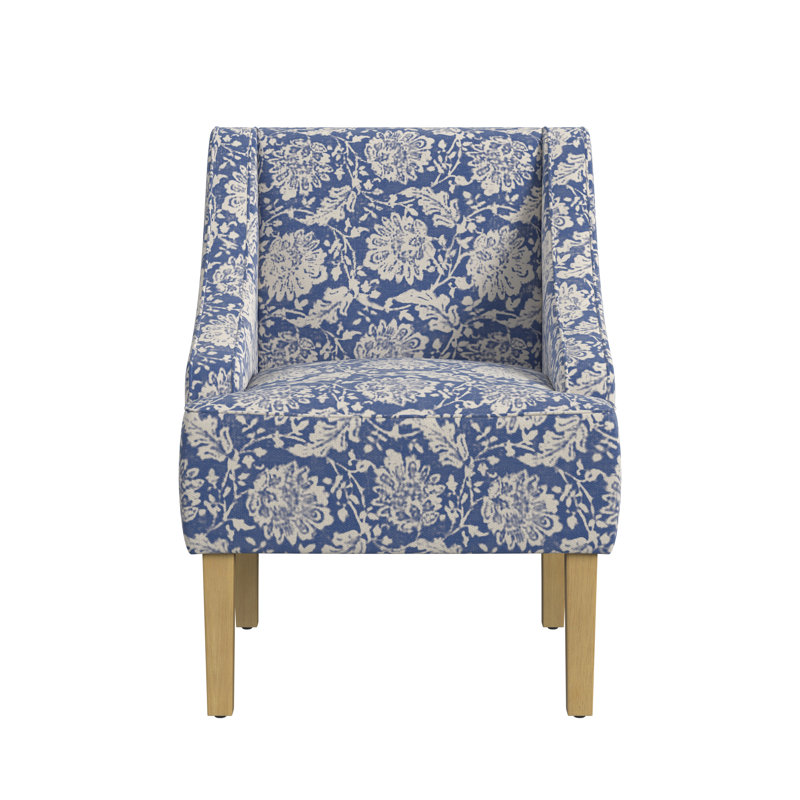 Adona Accent Chair, Blue Floral 100% Polyester,