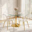 Ensemble de salle à manger moderne de 5 pièces en verre trempé rond avec pied central et chaises en acrylique-125494764