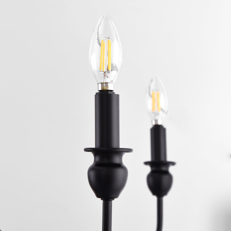 Emilyn 6-Light Dimmable Classic/Traditional Matte Black Farmhouse Candle Style Empire Chandelier, 14.2 "H x 37" W x 37" D