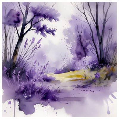 Rideaux de douche mauve à l'aquarelle