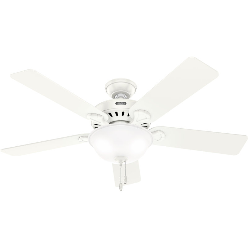 Hunter 52 Inch Pro's Best Energy Star® Ceiling Fan With Lights And Pull Chains, White/Natural Wood, White